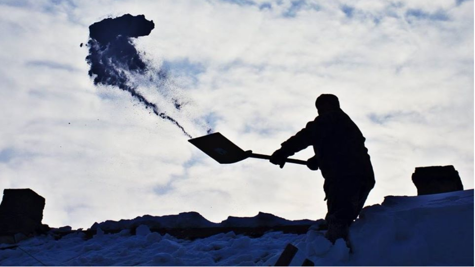 Worker Clearing Snow Worker Clearing Snow