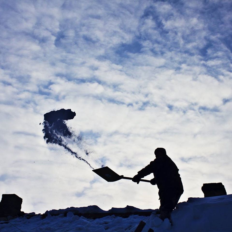 Worker Clearing Snow Worker Clearing Snow